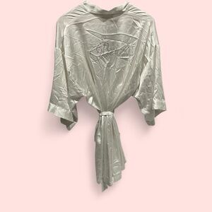 Victoria’s Secret creamy silky bride robe one size tie front wedding bling